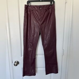 Ann Taylor Womens Size 8 (10) Faux Leather Boot Crop Pant Burgundy